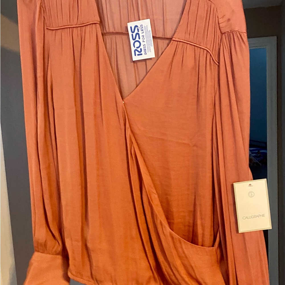 Orange Long Sleeve Blouse NWT